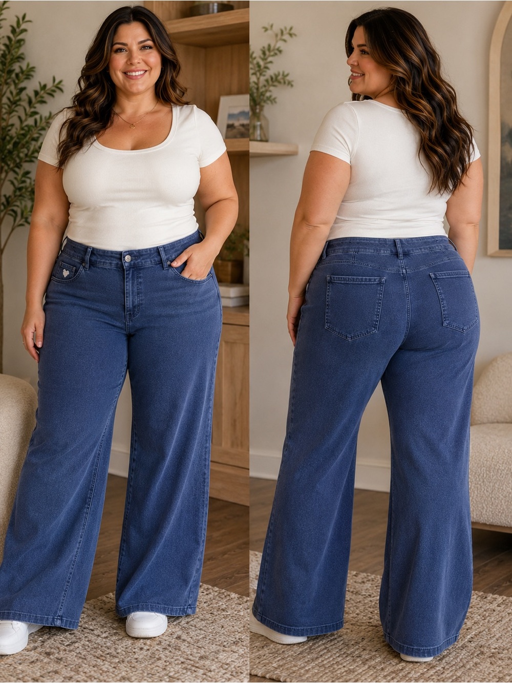 Quacker Factory Plus-Size Wide Leg Jeans in Indigo Size 20W